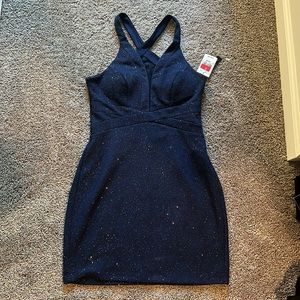 Cross/Halter Top Navy Blue Dress NWT!